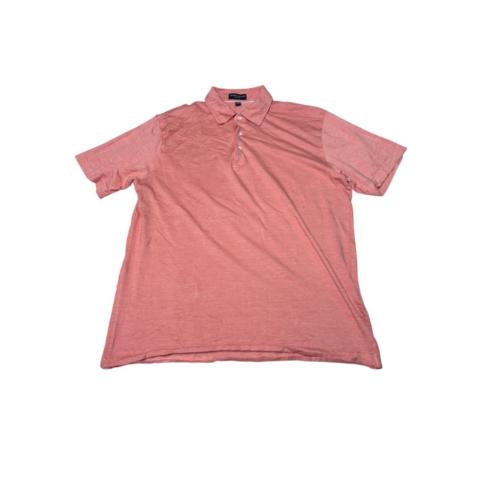 Peter Millar Collection Mens Large Coral Pink Heather Cotton Modal Polo Shirt